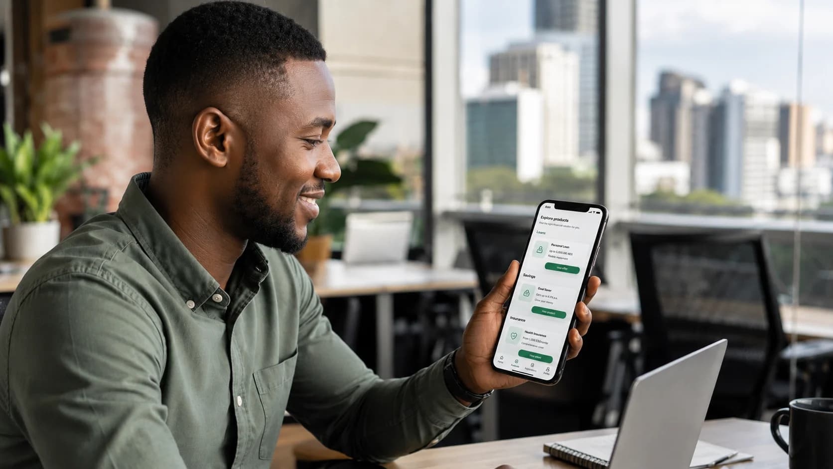 Man browsing financial marketplace