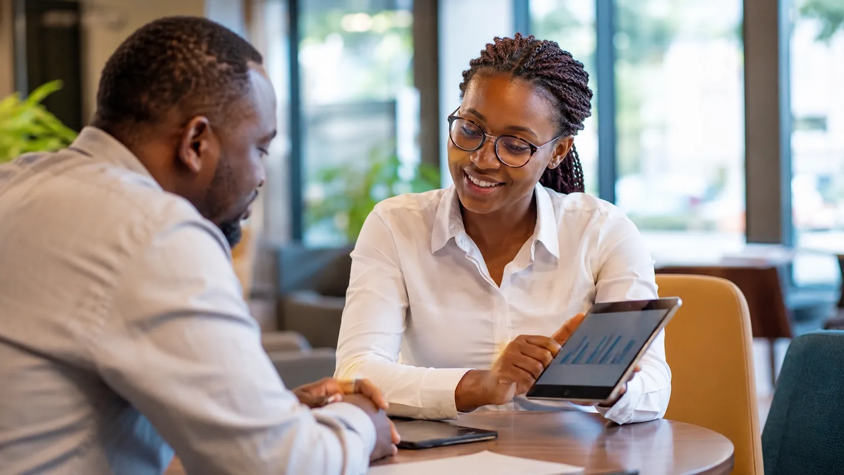 Loan officer with business owner